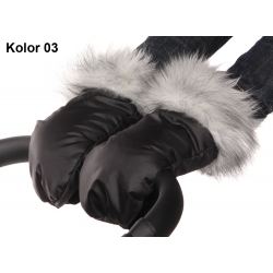 Podwójnie ocieplone mufki z futrem zapięcie magnesowe